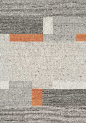 Tiko Blocks Grey Orange Rug