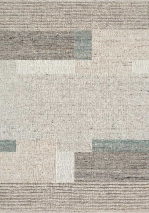 Tiko Blocks Ivory Teal Rug