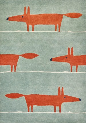 Mr Fox Mint Poppy Rug