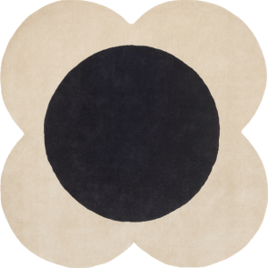 Flower Ecru Black Rug