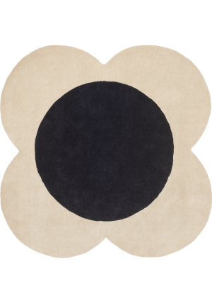 Flower Ecru Black Rug