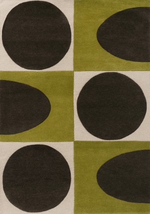 Spot Square Green Rug